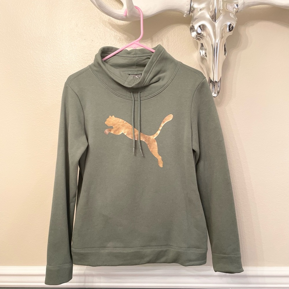 Puma Green Sweatshirt with Gold Logo